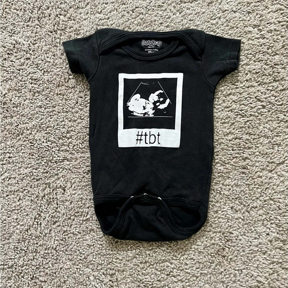 Black #tbt Baby One-Piece Bodysuit